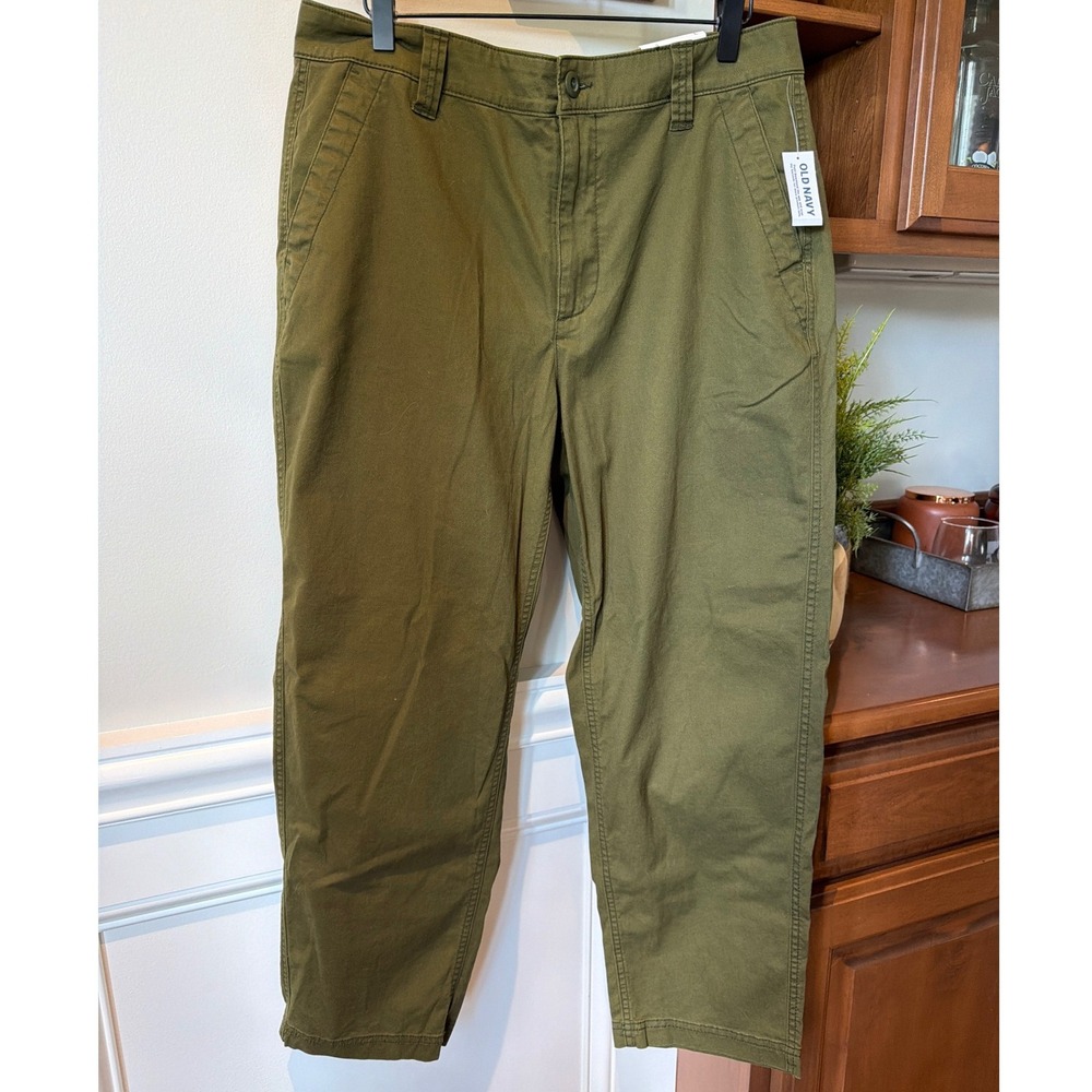 Old Navy Pants Women's L Green High Rise OG Chino Ankle Stretch Twill Casual NWT